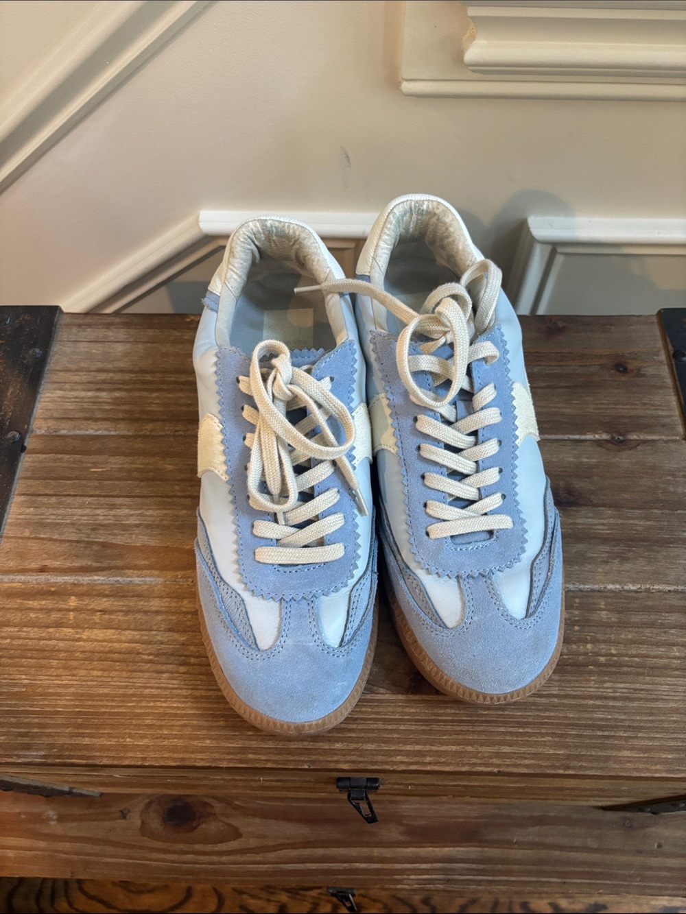 Dolce Vita Light Blue and Cream Low-Top Sneakers